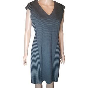 Calvin Klein Sheath Dress Size 10 Charcoal Black Striped Cotton Blend NWT CBK
